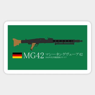 MG42 Maschinengewehr 42 Historical 1942 German general-purpose machine gun. white in Japanese マシーネンゲヴェーア42 1942年汎用機関銃のドイツ Magnet